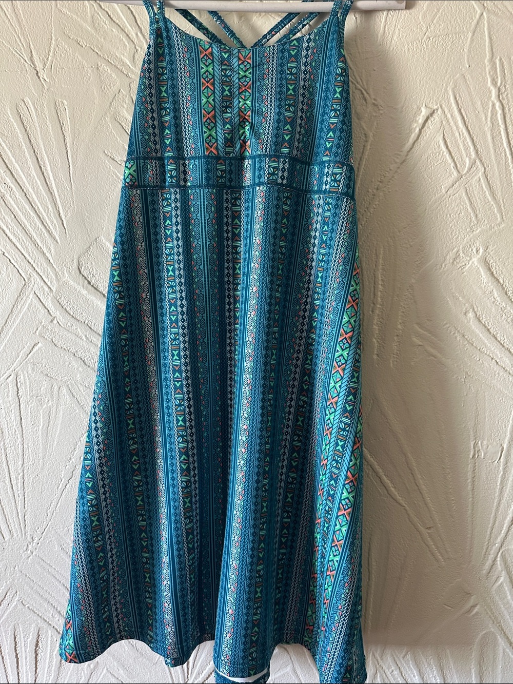 Marmot Teal and Aqua Patterned Strappy Maxi Dress